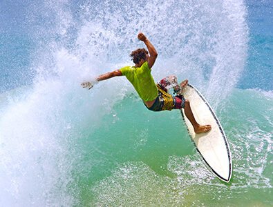 Surfing in Kauai, Hawaii